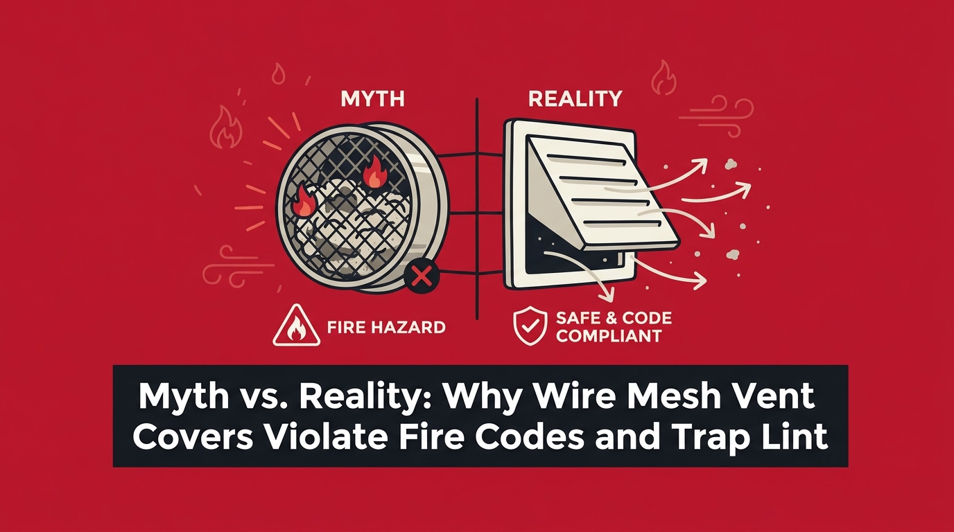 Myth vs. Reality: Why Wire Mesh Vent Covers Violate Fire Codes and Trap Lint — featured image