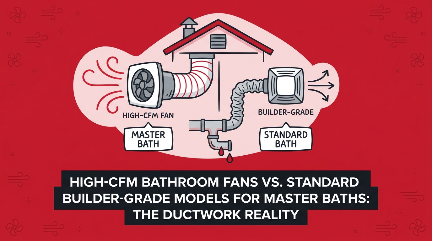High-CFM Bathroom Fans vs. Standard Builder-Grade Models for Master Baths: The Ductwork Reality — featured image